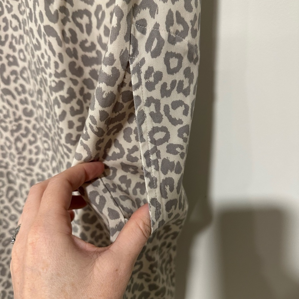 Soft Surroundings Leopard Print Button Front Short Sleeve Shirt Dress Small - Picture 4 of 7